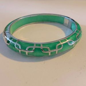 Andrew Hamilton Crawford Sailor Knot Jade Green Sterling Bangle Bracelet Jewelry